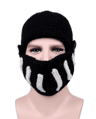 Camerazar Moška zimska kapa s masko v stilu rimskega gladiatorja, črna, poliester, obseg glave 54-60 cm