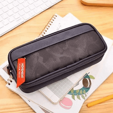 Camerazar Dvojnadstropni organizator za svinčnike Classic Moro, sivo, poliester, 22,5x11x7 cm