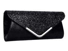 Camerazar Elegantna večerna brokatna torbica čez ramo, črna, sintetični material, 24x15x6 cm
