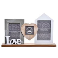 Okvir z asliko Love 38x6x23,5cm / za 3 slike / les