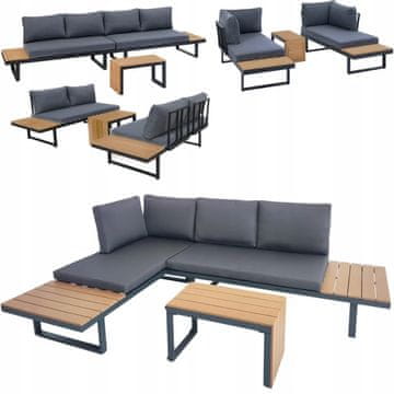 Jumi Modularni komplet vrtnega pohištva - 2 kavča, miza