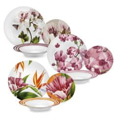 FADE MAISON 18-delni set krožnikov Blooming / več barv / porcelan