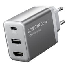 Vention Mrežni polnilnik Vention FJAH0-EU USB(C+A)+HDMI GaN (60 W/5 W/4K pri 60 Hz) (siv)