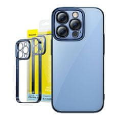 BASEUS Zaščitni komplet Baseus Glitter prozoren etui in kaljeno steklo za iPhone 14 Pro (modra)