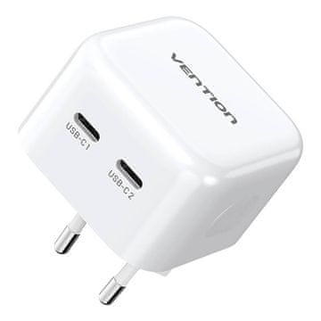 Vention Mrežni polnilnik Vention FBPW0-EU USB(C+C) GaN (35 W/35 W) (bel)