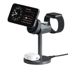 Aukey Brezžični polnilnik MagFusion 3 v 1 Aukey LC-MC311, 15 W Qi2 (siv)