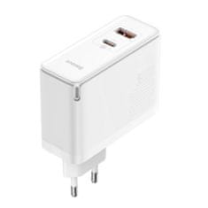 BASEUS Baseus GaN5 Pro omrežni polnilnik, USB-C + USB, 100 W + kabel (bel)