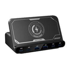 Blitzwolf Mrežni polnilnik Blitzwolf BW-S27 160 W, 2xUSB-A, 4xUSB-C, 15 W brezžični polnilnik (črn)