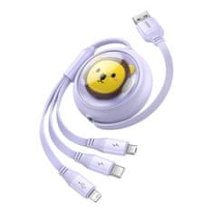 BASEUS Baseus 3v1 polnilni kabel USB na USB-C, USB-M, Lightning 3,5A, 1,1 m (vijoličen)