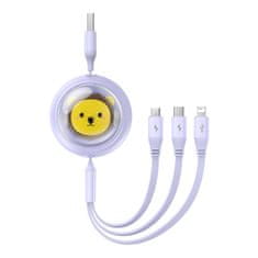 BASEUS Baseus 3v1 polnilni kabel USB na USB-C, USB-M, Lightning 3,5A, 1,1 m (vijoličen)