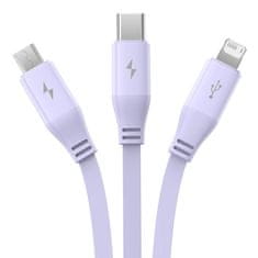 BASEUS Baseus 3v1 polnilni kabel USB na USB-C, USB-M, Lightning 3,5A, 1,1 m (vijoličen)