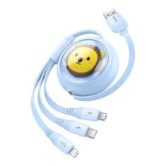 BASEUS Baseus 3v1 polnilni kabel USB na USB-C, USB-M, Lightning 3,5A, 1,1 m (modra)