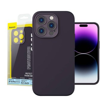 BASEUS Baseus Liquid Silica Gel etui za iPhone 14 Pro (vijolična) + kaljeno steklo + čistilni set
