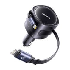 BASEUS Baseus Enjoyment Max avtomobilski polnilnik z USB-C+Lightning kabli 60 W, črn
