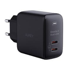 Aukey Mrežni polnilnik Aukey PA-B4T, 2xUSB-C, 45W (črn)