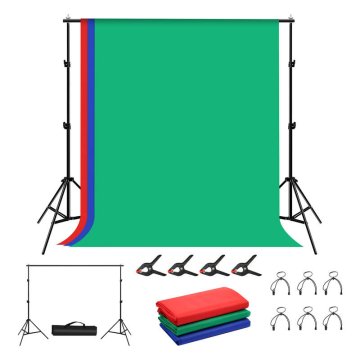 Puluz Komplet/stativ za pritrditev fotografskega ozadja Puluz 2x2m + fotografska ozadja 3 kos PKT5204