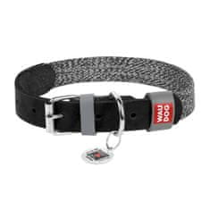 WAUDOG Obroža za psa iz naravnega usnja in recikliranega materiala z QR kodo Waudog velikost S, širina 15 mm, črna