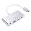 Lention Hub 4v1 Lention USB-C na USB 3.0 + 2x USB 2.0 + USB-C (srebrna)