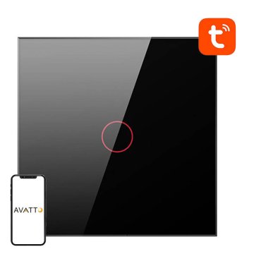 Avatto Dotikni stikalo za vklop svetlobe ZigBee Avatto LZTS02-EU-B1 enojno brez nevtralnega TUYA (črno)