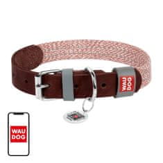 WAUDOG Obroža za psa iz naravnega usnja in recikliranega materiala z QR kodo Waudog velikost S, širina 15 mm, rjava