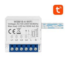 Avatto 4-kanalni stikalo AVATTO WSM16-W4 Wi-Fi za vgradnjo