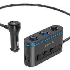 Choetech Razdelilnik za avtomobilski vžigalnik Choetech 3 vtičnice 2C+1A