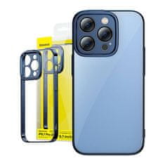 BASEUS Zaščitni komplet Baseus Glitter prozoren etui in kaljeno steklo za iPhone 14 Pro Max (modra)