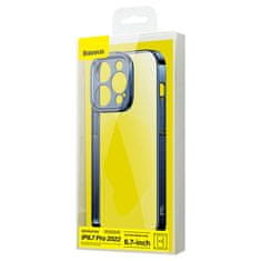 BASEUS Zaščitni komplet Baseus Glitter prozoren etui in kaljeno steklo za iPhone 14 Pro Max (modra)