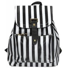 A DESIGN Nahrbtnik Round Empire Black & White z modnim črtastim vzorcem in mestnim stilom