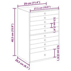 Vidaxl Škatla za nakit 10-plastna z držali za ure črna 29x20,5x40,5 cm