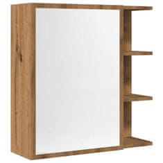 Vidaxl Kopalniška omarica z ogledalom artisan hrast 62,5x20,5x64cm les