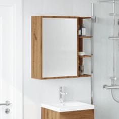 Vidaxl Kopalniška omarica z ogledalom artisan hrast 62,5x20,5x64cm les