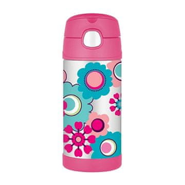 Thermos FUNtainer Otroški termos s slamico - rože 355 ml