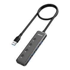 Mokin HUB 5 v 1 MOKiN USB-A3.0 do 4xUSB-A + 1xUSB-C DC (črn)