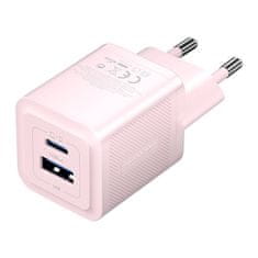 Vention Mrežni polnilnik, Vention, FEQP0-EU, USB-C, USB- A, 30 W/30 W , GaN (roza)