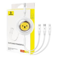 BASEUS 3v1 Baseus USB-C na USB-M, Lightning 3,5A, 1,1 m (bel)