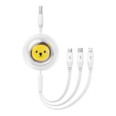 BASEUS 3v1 Baseus USB-C na USB-M, Lightning 3,5A, 1,1 m (bel)