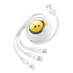 BASEUS 3v1 Baseus USB-C na USB-M, Lightning 3,5A, 1,1 m (bel)