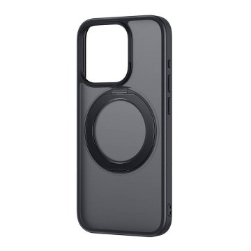 BASEUS Baseus SkyRing Magnetic etui s stojalom za iP 14 Pro Max + kaljeno steklo in komplet za čiščenje (črno)