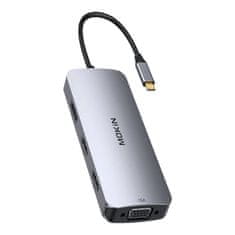 Mokin HUB 8 v 1 MOKiN USB-C VGA+2xHDMI (srebrni)