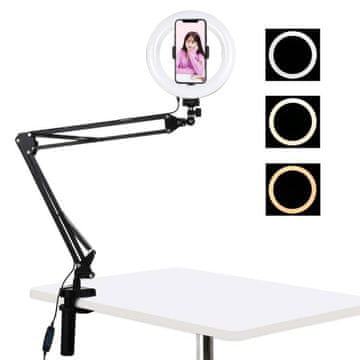 Puluz Ring light / desk stand with clip Puluz LED 20 cm vlog / stream for phone PKT3089B