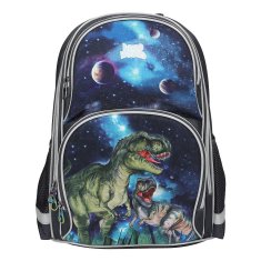 Dino World Školní batoh jednokomorový Galaxy, T-Rexové v vesmíru, modrý