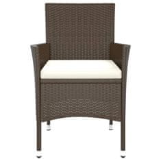 Vidaxl Vrtni stoli z blazinami 4 kosi rjavi poli ratan (samo za VB/IE/FI/NO)