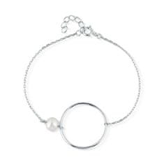JwL Luxury Pearls Minimalistična srebrna zapestnica s pravim biserom JL0859