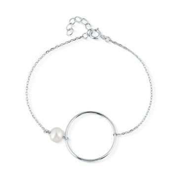 JwL Luxury Pearls Minimalistična srebrna zapestnica s pravim biserom JL0859