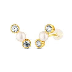 JwL Luxury Pearls Elegantni pozlačeni uhani z biseri in cirkoni JL0852