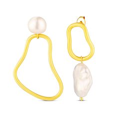 JwL Luxury Pearls Asimetrični pozlačeni uhani s pravimi sladkovodnimi biseri JL0853