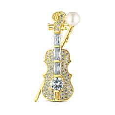 JwL Luxury Pearls Bleščeča biserna broška Violina JL0871