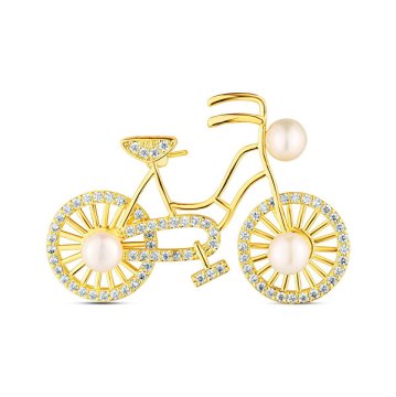 JwL Luxury Pearls Igriva biserna broška s pravim biserom in cirkoni Kolo JL0866