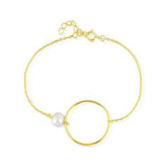 JwL Luxury Pearls Minimalistična pozlačena zapestnica s pravim biserom JL0858